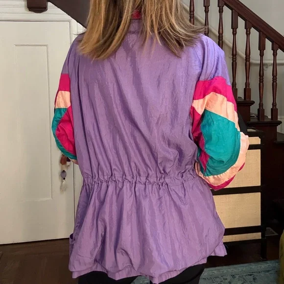 Colorful 90’s Women's Windbreaker Jacket - Picture 3 of 6